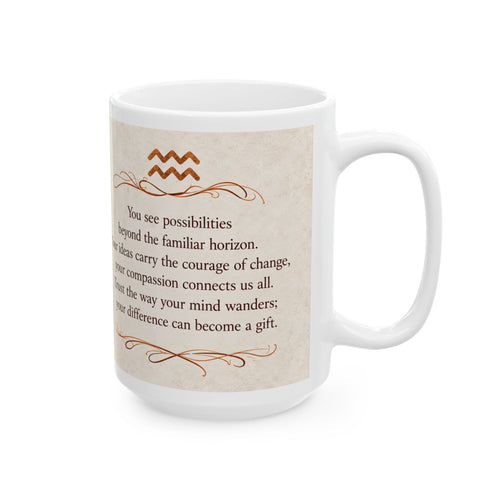 Aquarius — Your Difference Is a Gift Zodiac Mug, 15oz