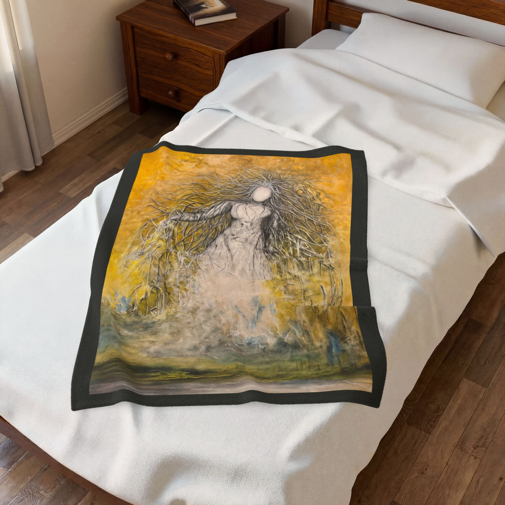 She Who Commands the Light — Plush Art Lap Blanket, 30 × 40 in
